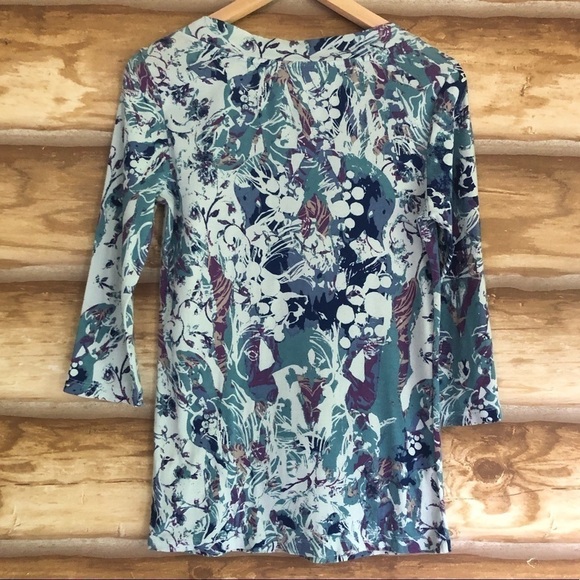 Nicole Miller New York abstract print v-neck knit cotton top size M - Picture 7 of 8